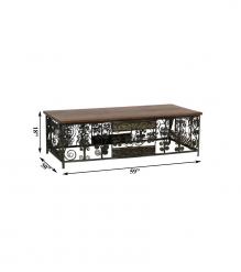 REPURPOSED IRON & SOLID WOOD COFFEE TABLE