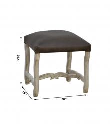 LEATHER & SOLID WOOD STOOL / DINING CHAIR