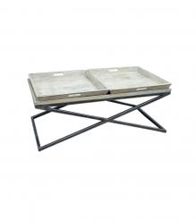 SOLID WOOD TRAY COFFEE TABLE & IRON