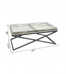 SOLID WOOD TRAY COFFEE TABLE & IRON