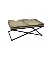 SOLID WOOD TRAY COFFEE TABLE & IRON