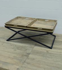 SOLID WOOD TRAY COFFEE TABLE & IRON