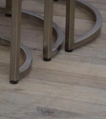 SET OF 3 NESTING SOLID WOOD & IRON TABLES
