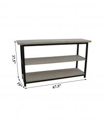 SOLID WOOD & IRON CONSOLE SHELVING UNIT