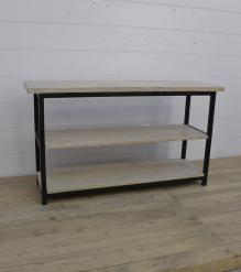SOLID WOOD & IRON CONSOLE SHELVING UNIT