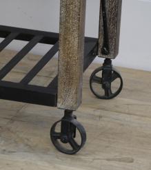 SOLID WOOD & IRON KITCHEN TROLLEY ON WHEELS