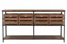 SOLID WOOD & IRON CONSOLE W/ BASKETS