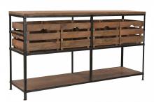 SOLID WOOD & IRON CONSOLE W/ BASKETS