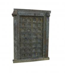 HAND CARVED SOLID WOOD INDIAN DOOR & CASING