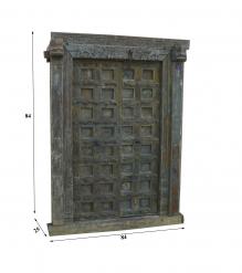 HAND CARVED SOLID WOOD INDIAN DOOR & CASING