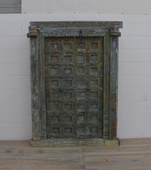 HAND CARVED SOLID WOOD INDIAN DOOR & CASING