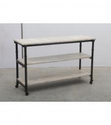 SOLID WOOD & IRON SHELVING UNIT