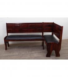 CORNER WOOD & LEATHER BENCH