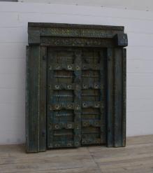 HAND CARVED SOLID WOOD INDIAN DOOR & CASING