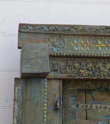 HAND CARVED SOLID WOOD INDIAN DOOR & CASING