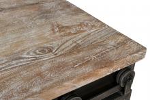 SOLID WOOD & IRON W/ SLIDING DOORS COFFEE TABLE