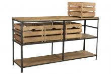 SOLID WOOD & IRON CONSOLE W/ BASKETS