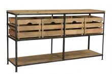 SOLID WOOD & IRON CONSOLE W/ BASKETS