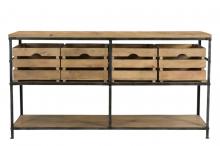 SOLID WOOD & IRON CONSOLE W/ BASKETS