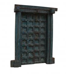 HAND CARVED SOLID WOOD INDIAN DOOR & CASING