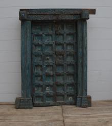 HAND CARVED SOLID WOOD INDIAN DOOR & CASING