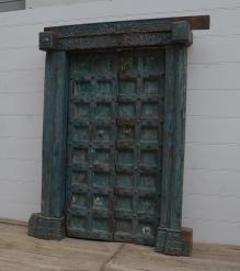 HAND CARVED SOLID WOOD INDIAN DOOR & CASING
