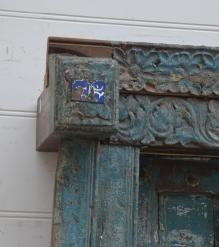 HAND CARVED SOLID WOOD INDIAN DOOR & CASING