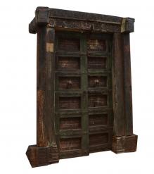 HAND CARVED DECORATIVE INDIAN DOOR & CASING