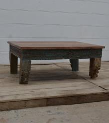 HAND CARVED SOLID RECLAIMED WOOD COFFEE TABLE