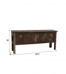 RECLAIMED WOOD CONSOLE / SOFA TABLE W/ INLAID TRIM PIECES