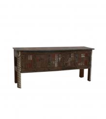 RECLAIMED WOOD CONSOLE / SOFA TABLE W/ INLAID TRIM PIECES