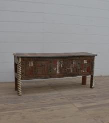 RECLAIMED WOOD CONSOLE / SOFA TABLE W/ INLAID TRIM PIECES