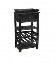 SOLID WOOD WINE BAR W/ SHELVES, DRAWER & TRAY