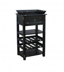 SOLID WOOD WINE BAR W/ SHELVES, DRAWER & TRAY