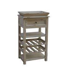 SOLID WOOD WINE BAR W/ SHELVES, DRAWER & TRAY
