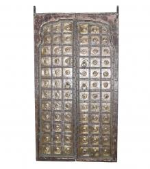 SOLID WOOD & DECORATIVE BRASS DOOR 