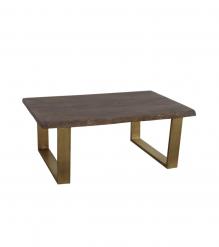 SOLID LIVE EDGE WOOD COFFEE TABLE W/ METAL BASE