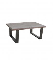SOLID LIVE EDGE WOOD COFFEE TABLE W/ METAL BASE