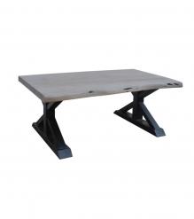 SOLID LIVE EDGE WOOD & IRON COFFEE TABLE