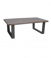 SOLID LIVE EDGE WOOD COFFEE TABLE W/ METAL BASE