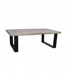 SOLID LIVE EDGE WOOD COFFEE TABLE W/ METAL BASE