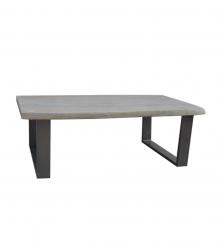 SOLID LIVE EDGE WOOD COFFEE TABLE W/ METAL BASE