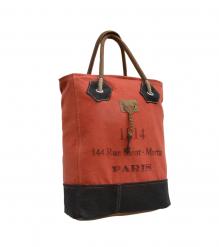 CANVAS & FULL HIDE LEATHER TOTE BAG