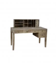 2 PIECE SOLID WOOD DESK W/ 5 DRAWERS + ORGANIZER
