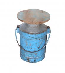 IRON WOOD DRUM TABLE