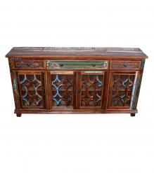 SOLID RECLAIMED TEAK WOOD & GLASS SIDEBOARD