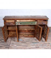 SOLID RECLAIMED TEAK WOOD & GLASS SIDEBOARD