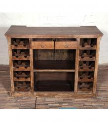 SOLID RECLAIMED TEAK WOOD W/ DECORATIVE IRON  BAR