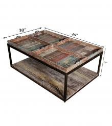 SOLID RECLAIMED TEAK & IRON TRAY COFFEE TABLE