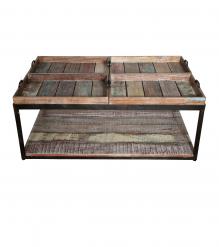 SOLID WOOD & IRON TRAY COFFEE TABLE